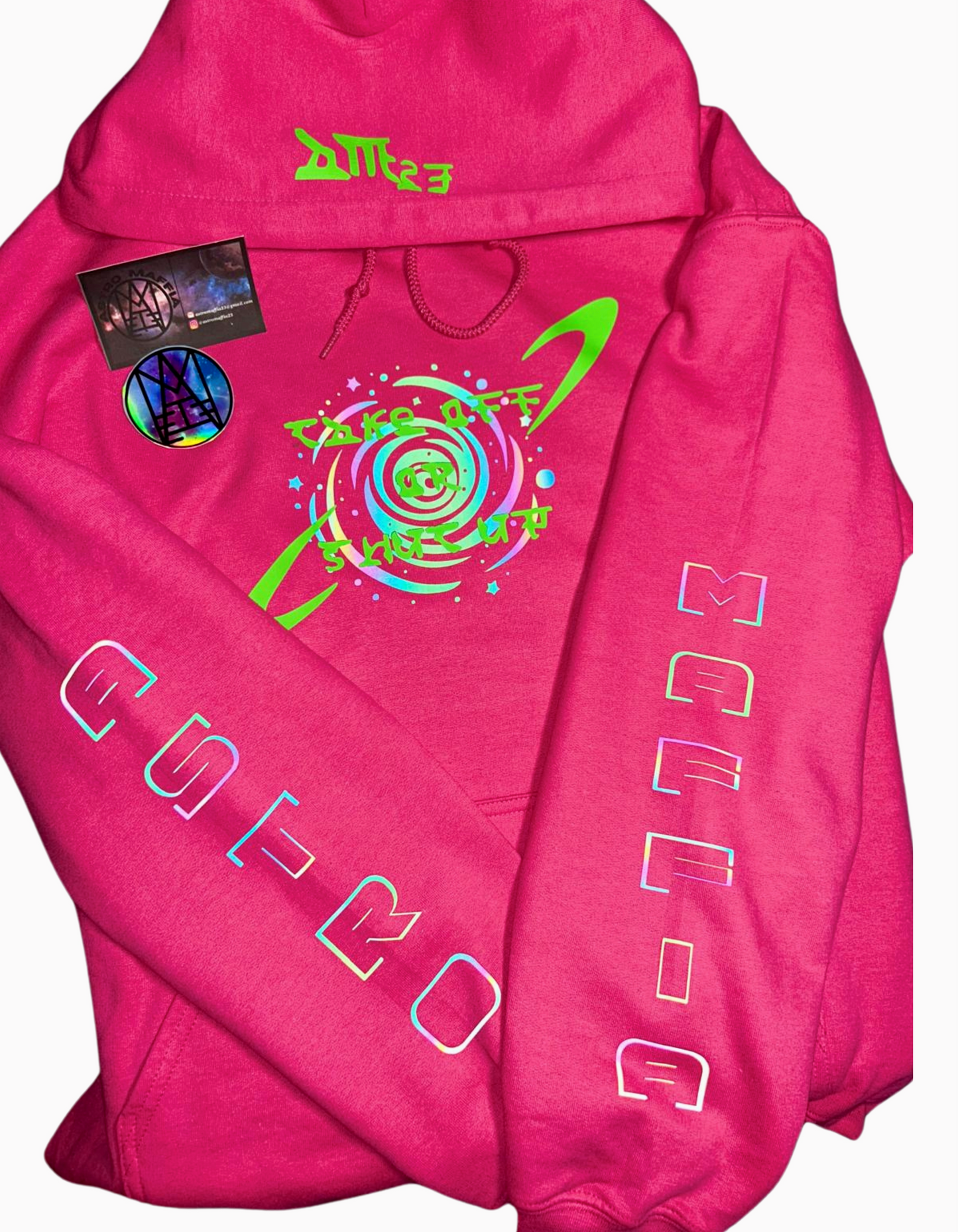 Cosmic Drip: Neon Swirl Hoodie